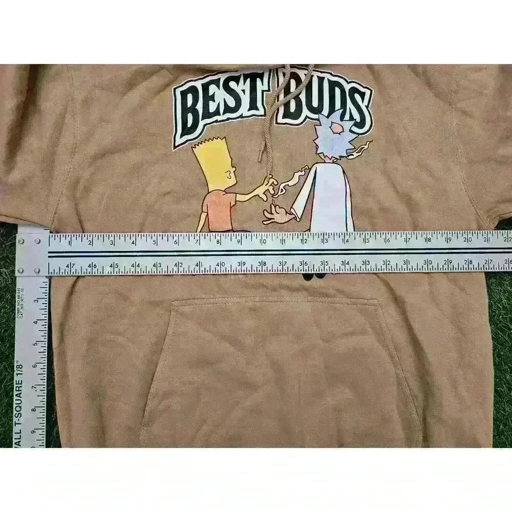 BEST BUDS Bart Simpson & Rick Morty Three Layer Hoodie Medium Smoke 420 - Picture 4 of 6